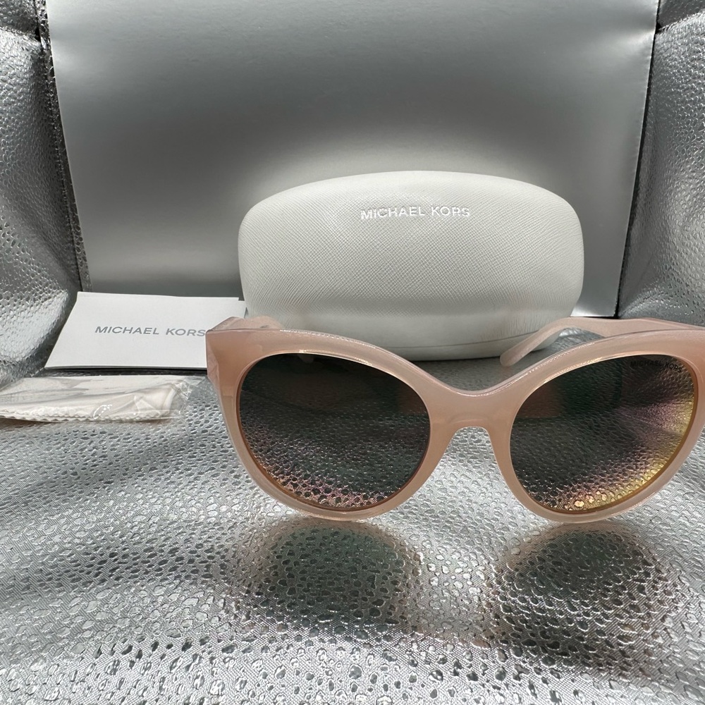 Michael Kors Round Sunglasses – Blush Pink Frames with Mirrored Lenses
